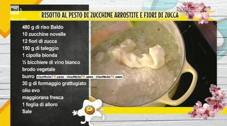 risotto al pesto di zucchine arrostite e fiori di zucca di Sergio Barzetti