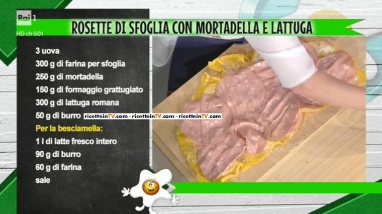 rosette di sfoglia con mortadella e lattuga di Alessandra Spisni