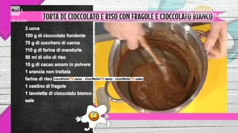 torta di cioccolato e riso con fragole e cioccolato bianco di Sergio Barzetti