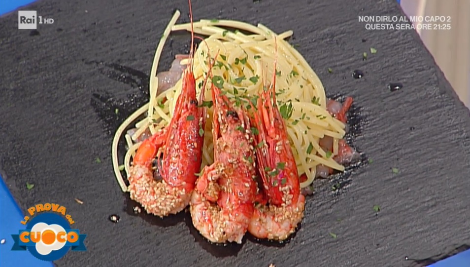 spaghetti all'olio piccante con doppio gambero di Anna Maria Palma