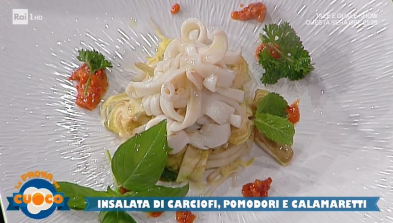 insalata di carciofi pomodori e calamaretti