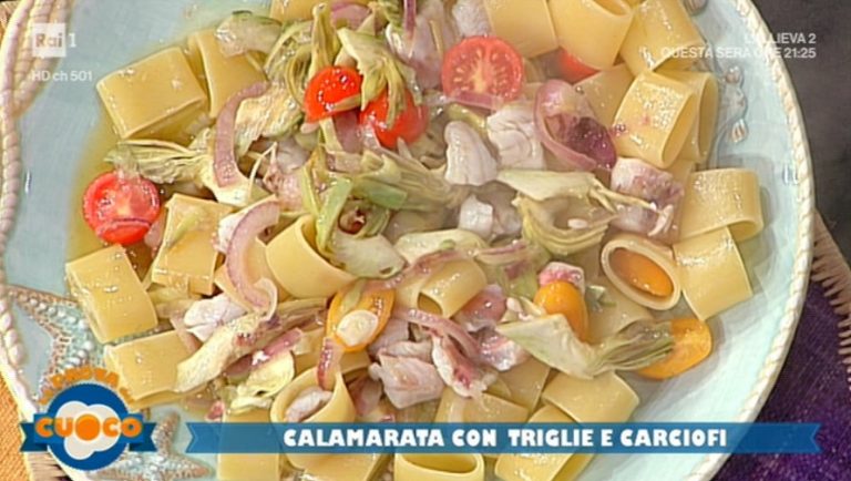 calamarata con triglie e carciofi di Diego Bongiovanni