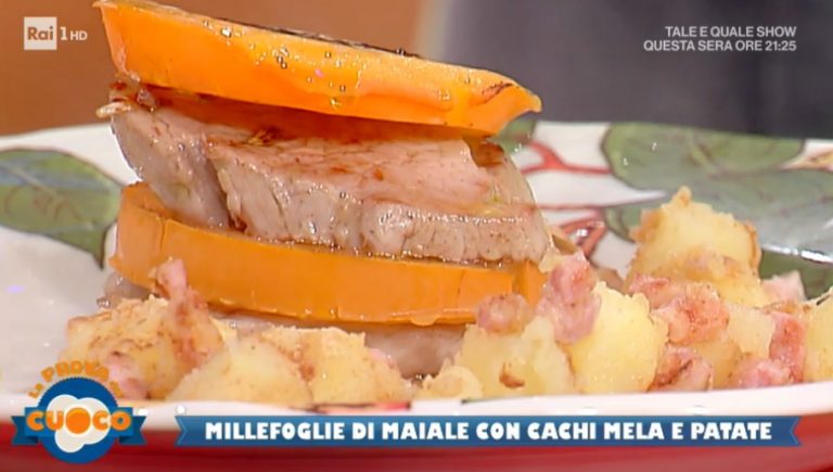 millefoglie di maiale con cachi mela e patate di Anna Maria Palma