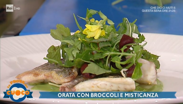 orata con broccoli e misticanza