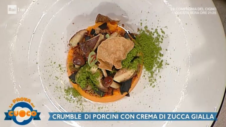 crumble di porcini con crema di zucca gialla di Gaetano Trovato