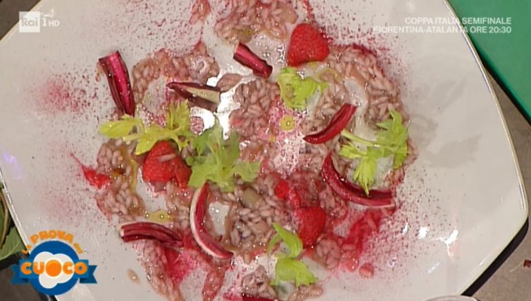 risotto al radicchio con crema di primo sale di Marco Bottega