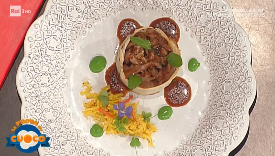 straccetti d'agnello in timballo di Antonella Ricci e Vinod Sokar