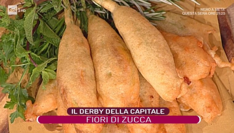 tris di fiori di zucca fritti e sformatino di fiori e pasta di Rufini e Sepe