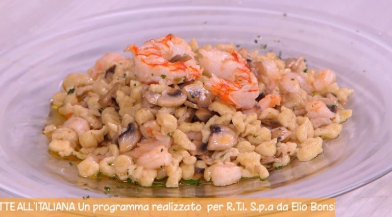 spatzle con funghi e gamberi