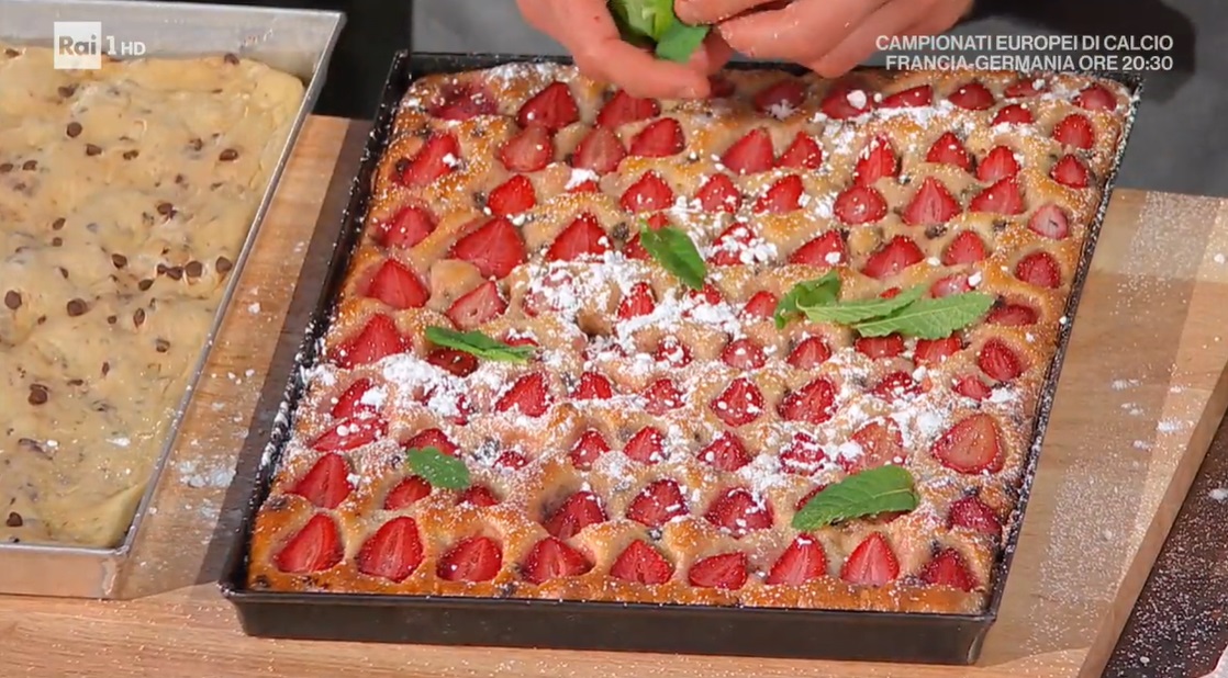 focaccia dolce fragole e cioccolato di Fulvio Marino