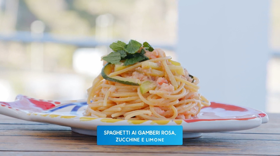 spaghetti zucchine limone e gamberi