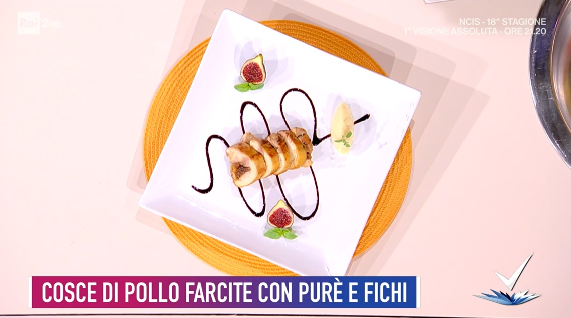 cosce di pollo con purè e fichi