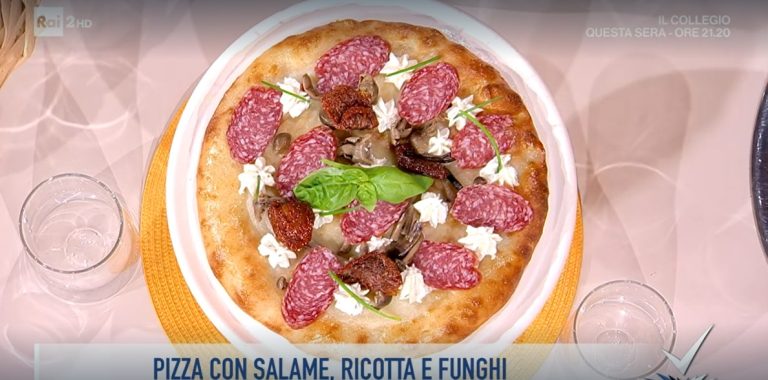 pizza con salame ricotta e funghi