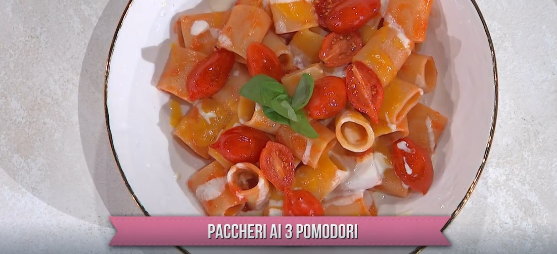 paccheri ai 3 pomodori di Mattia Improta