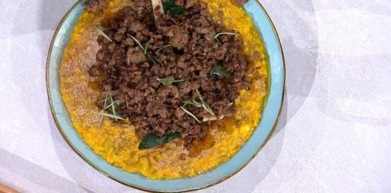 risotto pasta di salame castagne e polvere di fungo di Sergio Barzetti