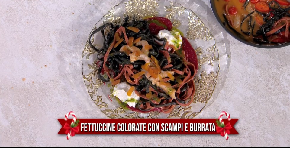 fettuccine colorate con scampi e burrata di Gian Piero Fava