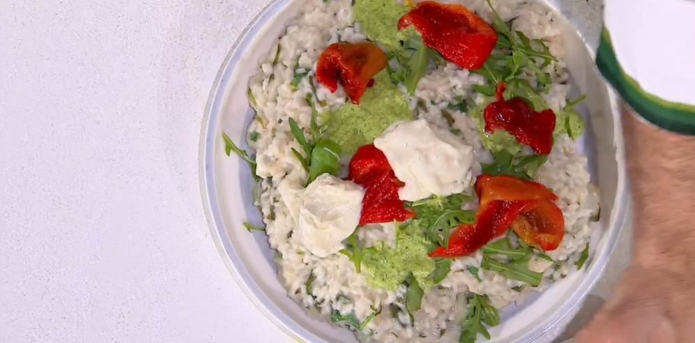 risotto alla rucola con gorgonzola e peperoni di Sergio Barzetti